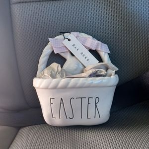 Rae Dunn Easter Basket Ceramic Wall Pocket Planter White Bunny Farmhouse Decor